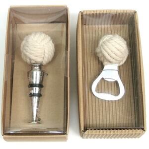 Set 2 Thirstystone BOTTLE OPENER + WINE STOPPER KEEPER Boat Rope Nautical Knots